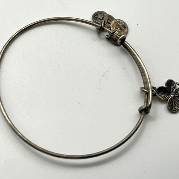 Alex and Ani Four Leaf Clover silver tone bangle bracelet lucky Irish lucky - Picture 3 of 5